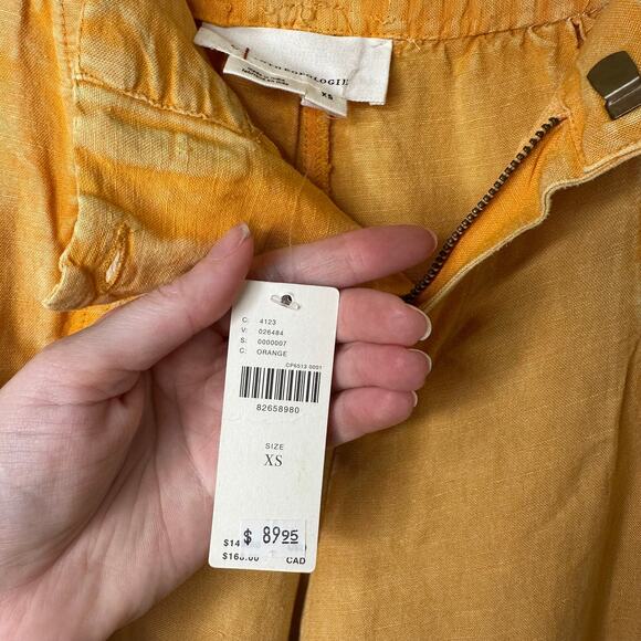 XS NWT Anthropologie Orange Yellow Embroidered Linen Blend Parachute Pants Boho - Picture 4 of 13